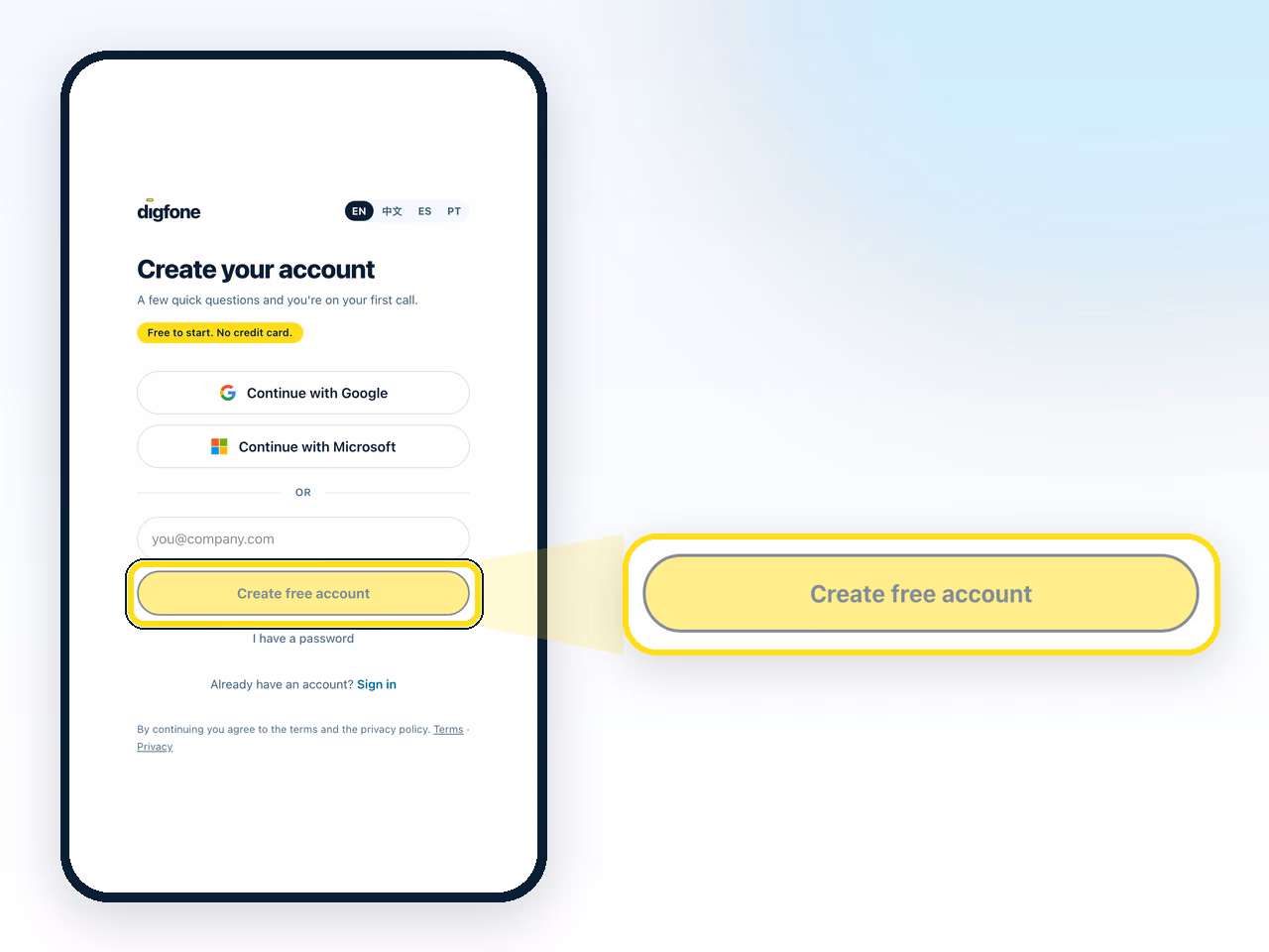 Create your account