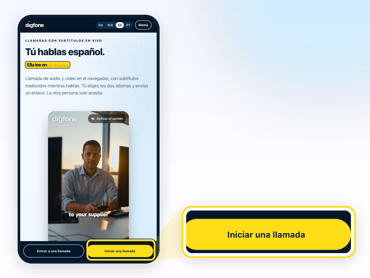 Entra en digfone.com y haz clic en el botón